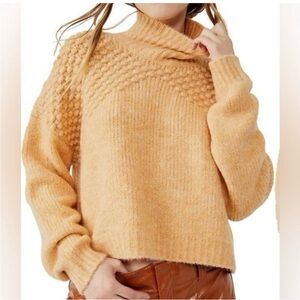 Free People Women's Bradley mock neck Pullover XS camel heather $128